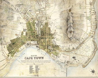 Cape Town Map Vintage South African Atlas Poster 1884