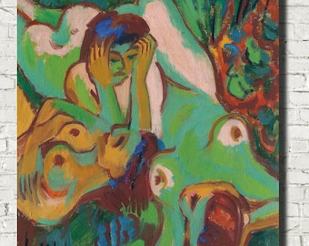Ernst Ludwig Kirchner Expressionism Fine Art Print, Bathers in the Meadow