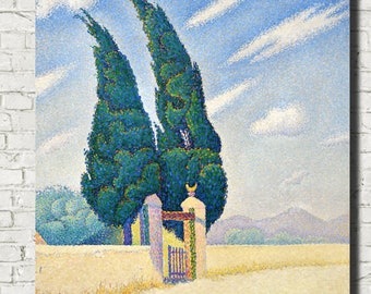 Paul Signac Fine Art Print, Two Cypresses