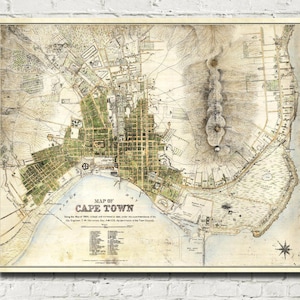 Cartaz do atlas sul-africano vintage do mapa da Cidade do Cabo 1884