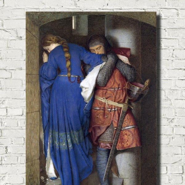 Frederic William Burton Fine Art Print, Hellelil and Hildebrand, the Meeting on the Turret Stairs