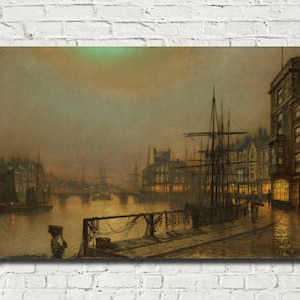 John Atkinson Grimshaw Fine Art Print: Whitby bij nacht