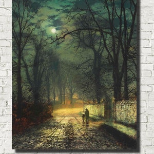 John Atkinson Grimshaw Fine Art Print: een maanverlichte Lane