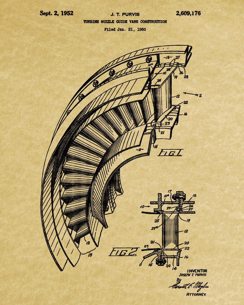 Aircraft Patent Print, Jet Engine Turbine Construction - Etsy