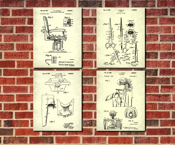 set 4 hairdressing posters