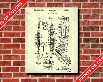 Clarinet Patent Print,  Musical Instruments Poster