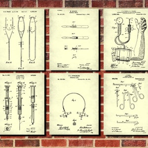 Medical Patent Prints Set 6 Doctor Gift Nurse Posters