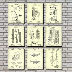 Orchestral Instruments Patent Prints Set 9 Music Posters