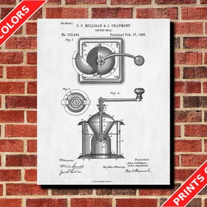 Coffee Grinder Patent Print Kitchen Wall Art Poster