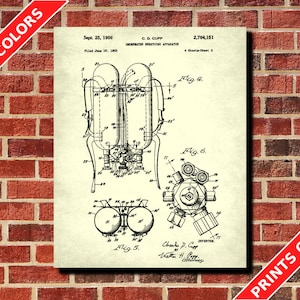 Tauchen Poster, Taucher Ausrüstung Blaupause, Taucher Geschenk