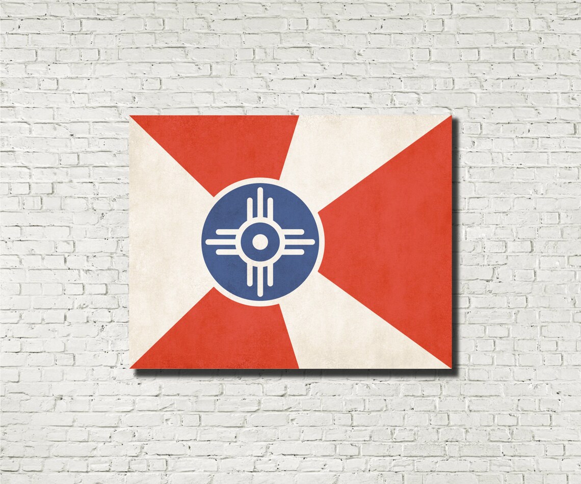 Wichita City Flag Kansas Wall Art Wichita Flag Art Wichita Etsy