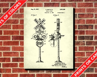 Railway Signal Patent Print, Railroad Crossing Poster