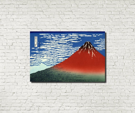 葛飾北斎、日本美術版画：赤富士、浮世絵 - Etsy 日本