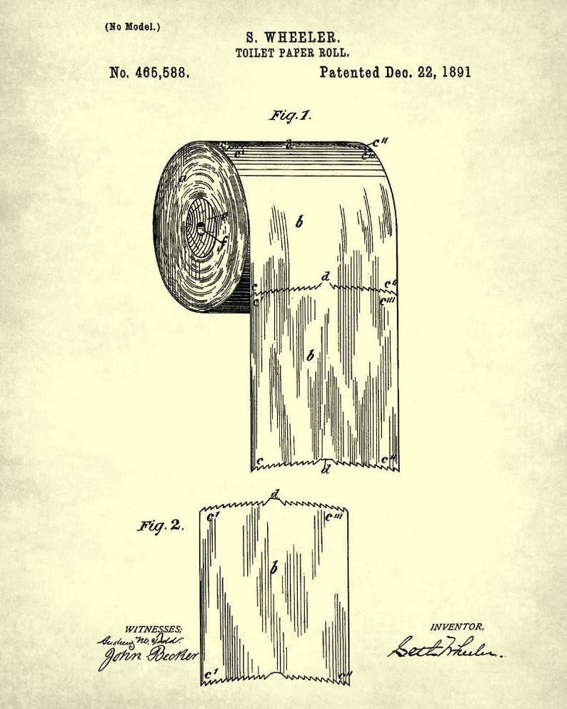 Bathroom Wall Art Poster Toilet Paper Patent Print - Etsy