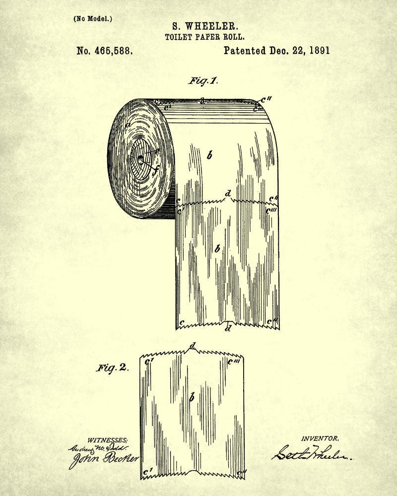 Bathroom Wall Art Poster Toilet Paper Patent Print | Etsy UK