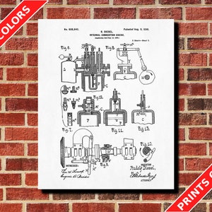 Diesel Motor Blueprint Poster