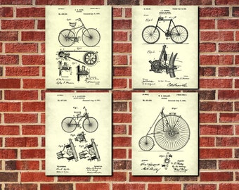 Vintage Bicycles Patent Prints, Set 4 Cycling Posters