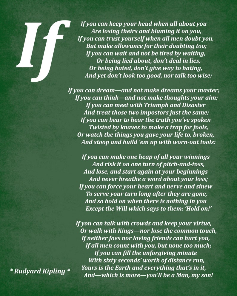 If Poem by Rudyard Kipling, Typography Print image 5