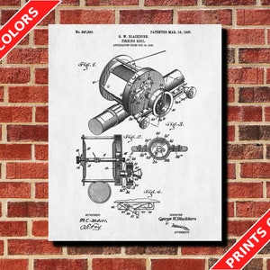Fishing Reel Patent Print Angling Poster