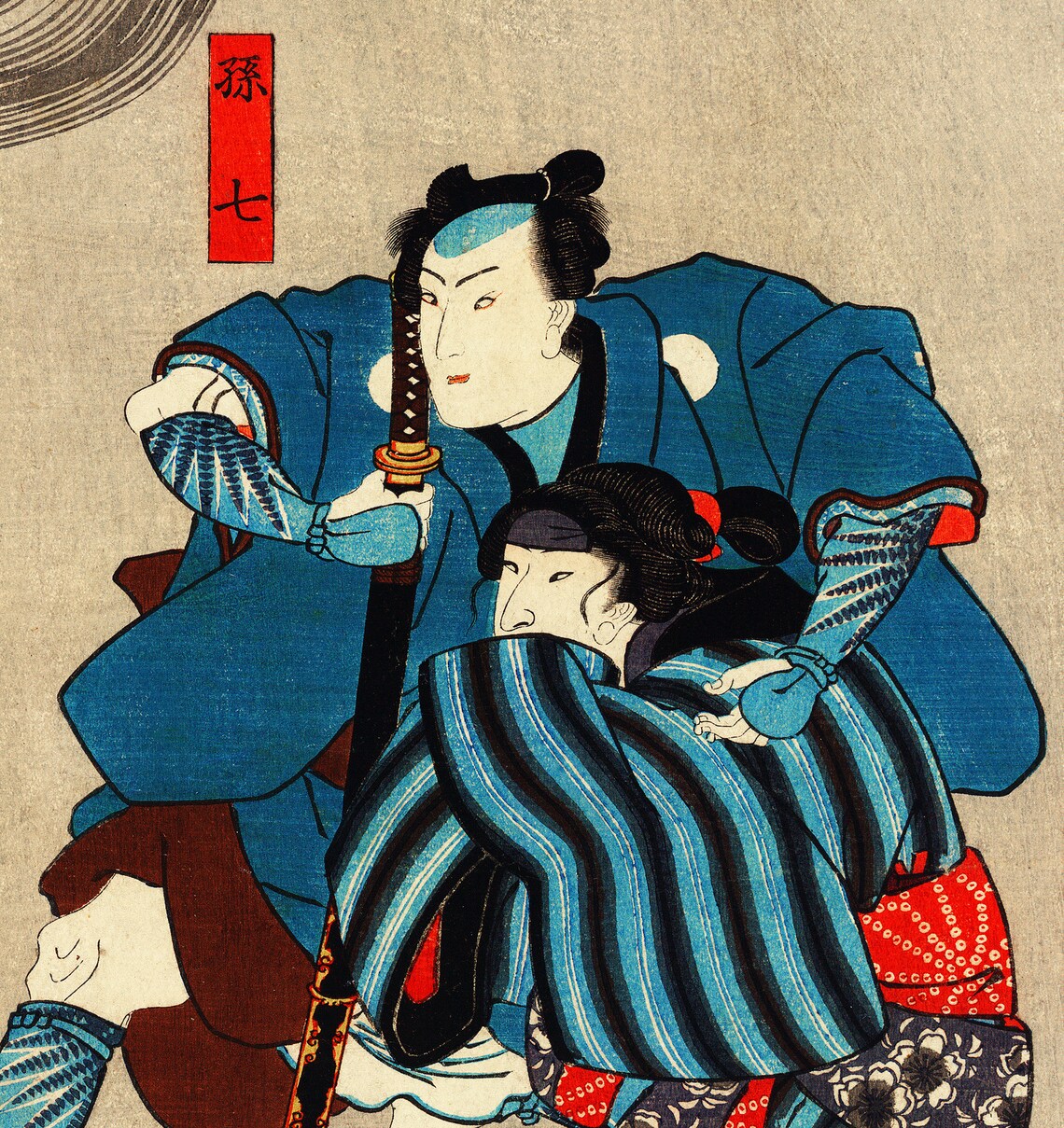 Utagawa Kuniyoshi, Japanese Fine Art Print : Warriors Campfire, Ukiyo-e ...