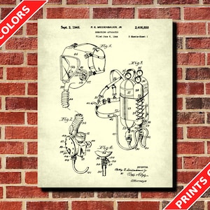 Taucher Poster, Taucher Ausrüstung Patent Print, Taucher Geschenk