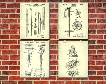 Skiing Patent Prints Set 4 Ski Posters