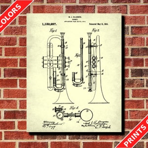 Cornet Patent Print, Musical Instruments Poster