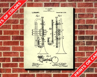 Cornet Patent Print, Musical Instruments Poster