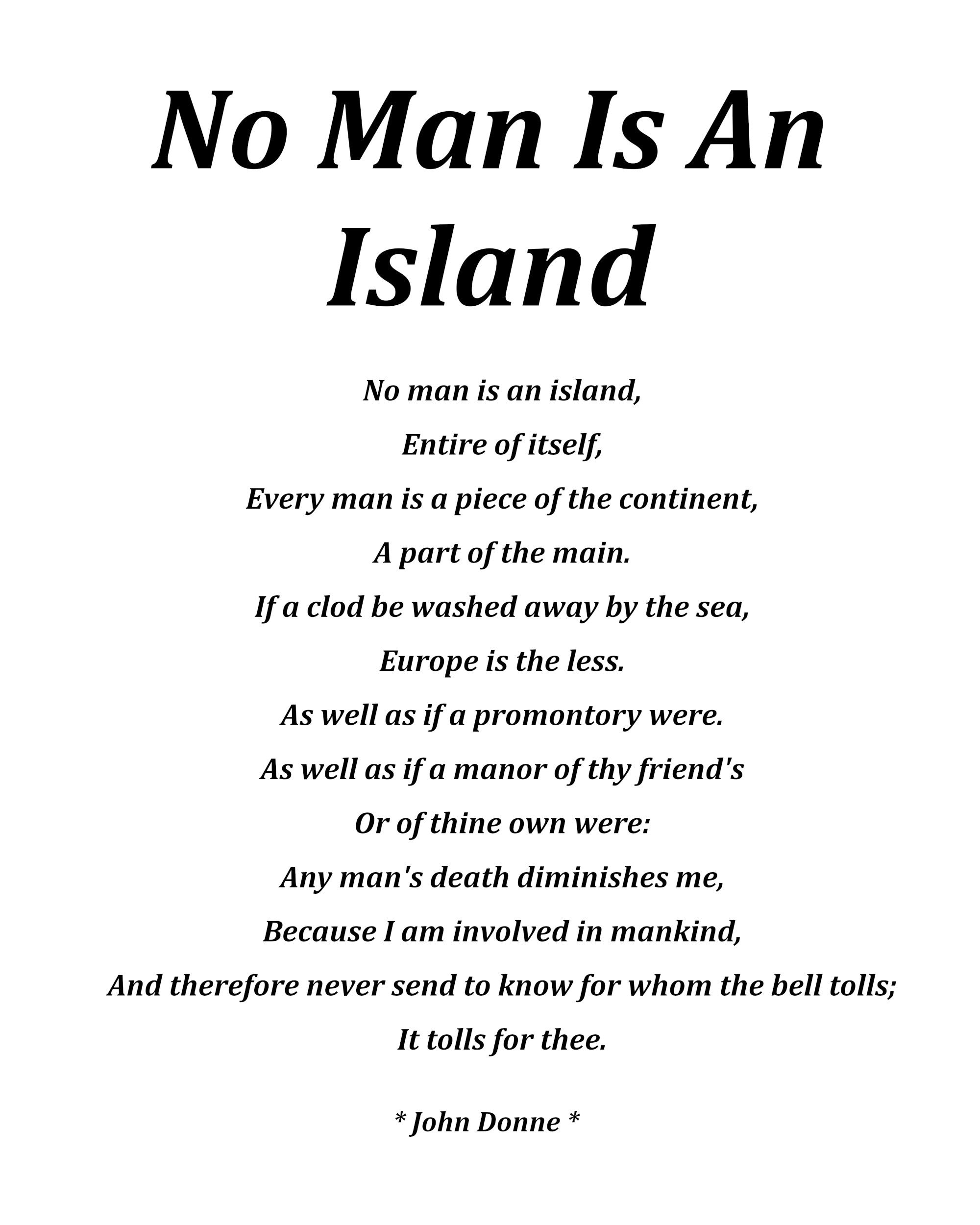 No Man Is An Island Poem Analysis No Man is an Island Poem by John Donne Typography Print - Etsy UK