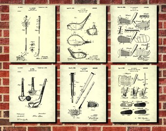 Golfing Patent Prints, Set 6 Golf Posters