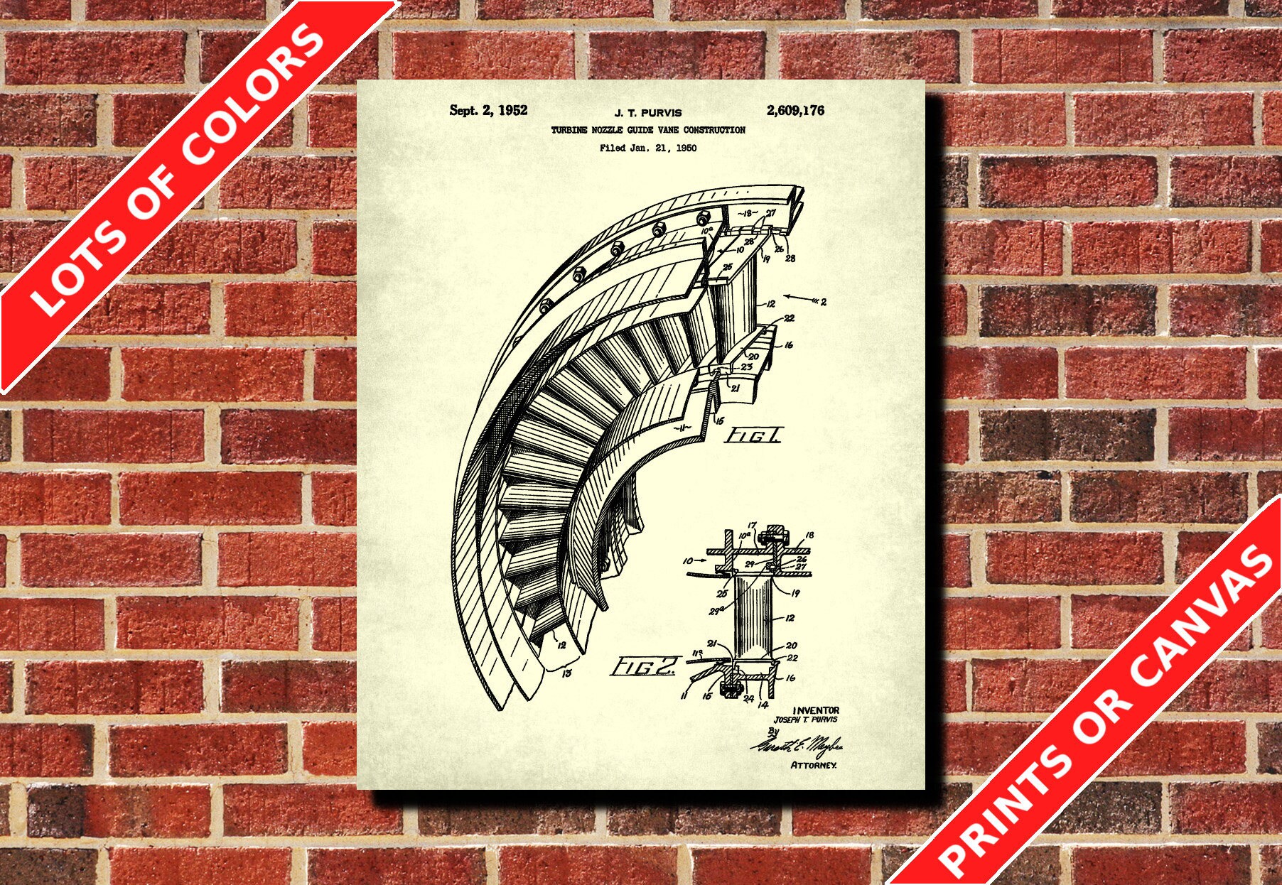 Aircraft Patent Print, Jet Engine Turbine Construction - Etsy