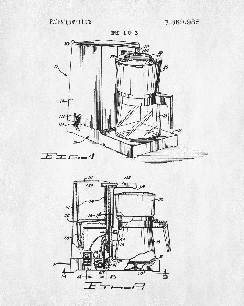 Vintage Coffee Maker Patent Print Kitchen Diner Poster Cafe Etsy