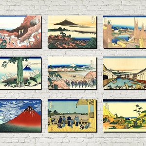 Mount Fuji Prints | Japanese Art Prints Set 9 | Katsushika Hokusai | 36 Views of Mt Fuji | Classical Art Landscapes of Japan, Ukiyo-e