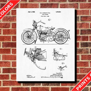 Póster Motociclista con estampado de patente de motocicleta