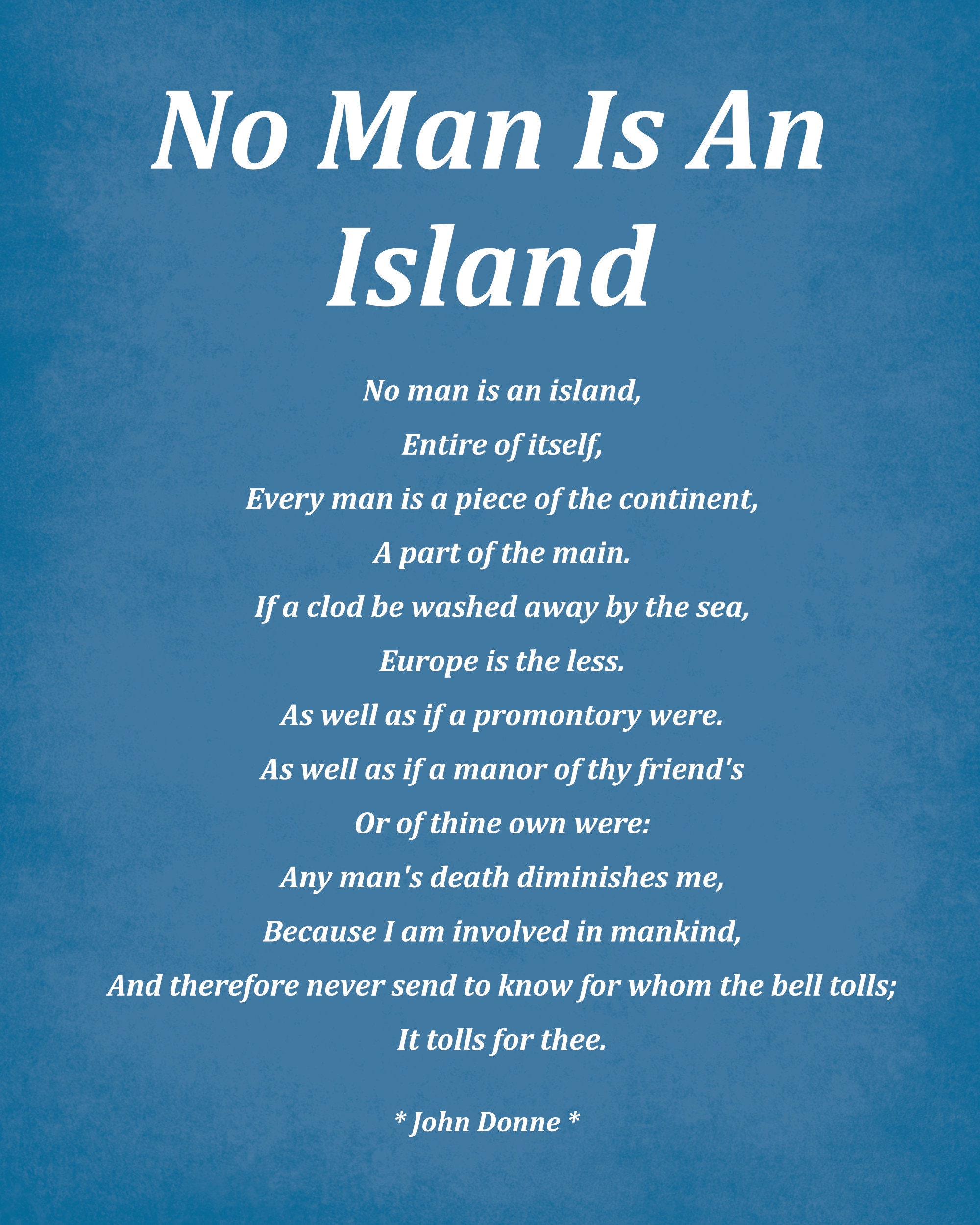 No Man Is An Island Poem Analysis No Man is an Island Poem by John Donne Typography Print - Etsy UK