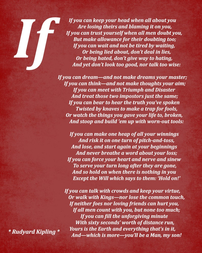 If Poem by Rudyard Kipling, Typography Print image 6