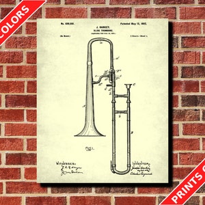 Slide Trombone Patent Print  Musical Instruments Poster