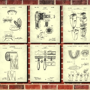 Bathroom Patent Print Set of 6 Bathroom Posters - Etsy