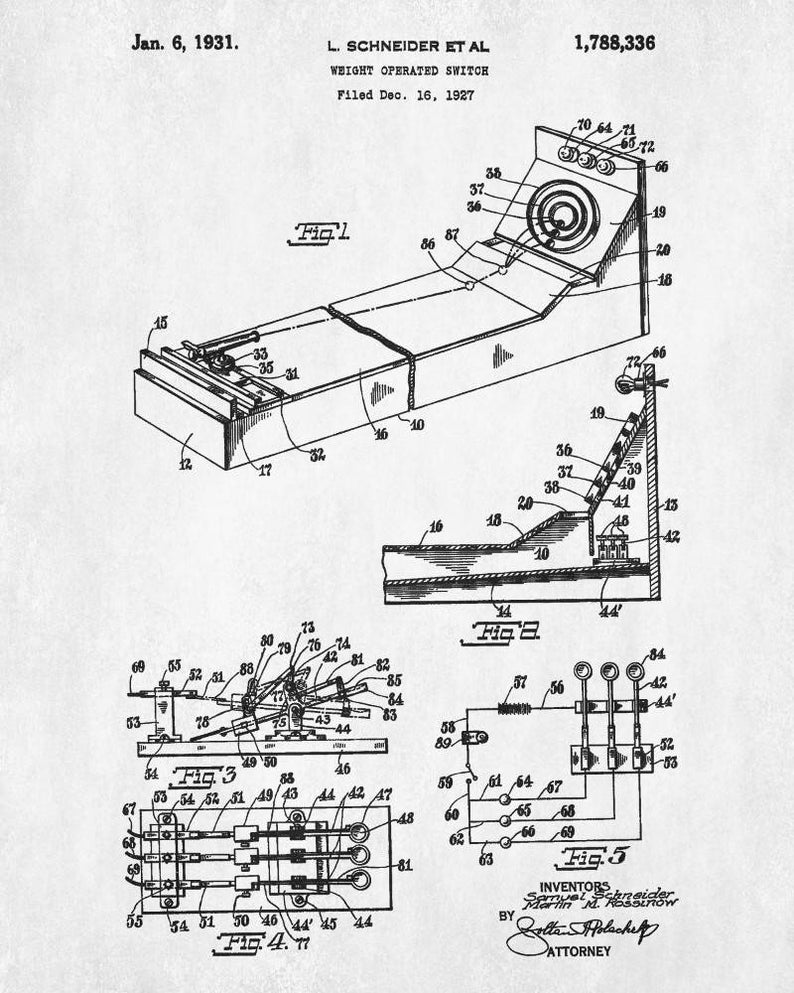 Skee Ball Machine Patent Print Arcade Game Blueprint Games Etsy