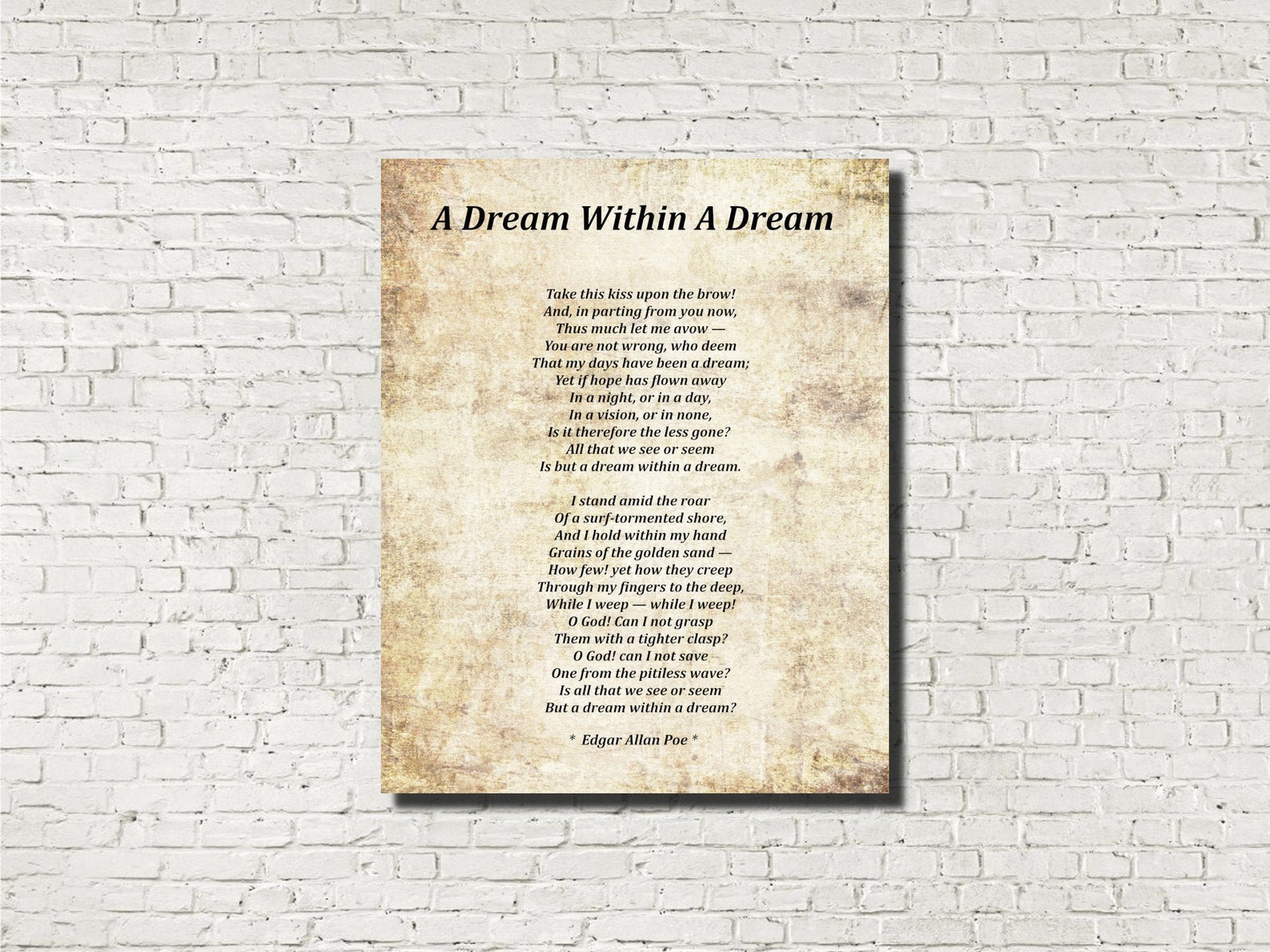 A Dream Within A Dream Poem by Edgar Allan Poe Typography Etsy