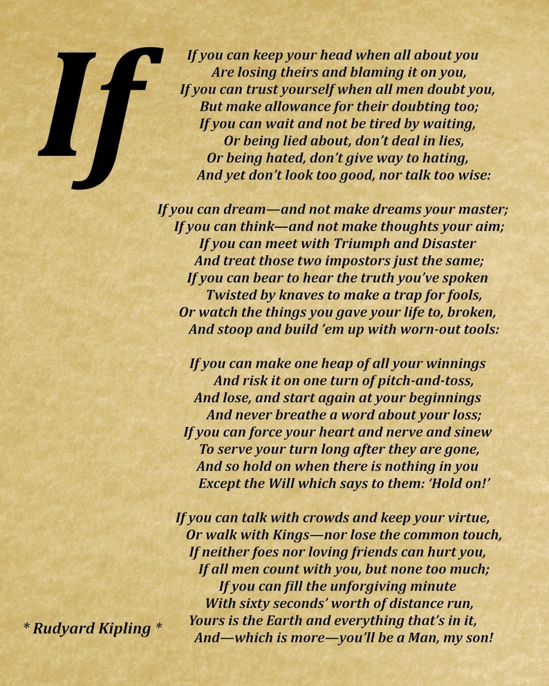 If Poem by Rudyard Kipling, Typography Print image 8