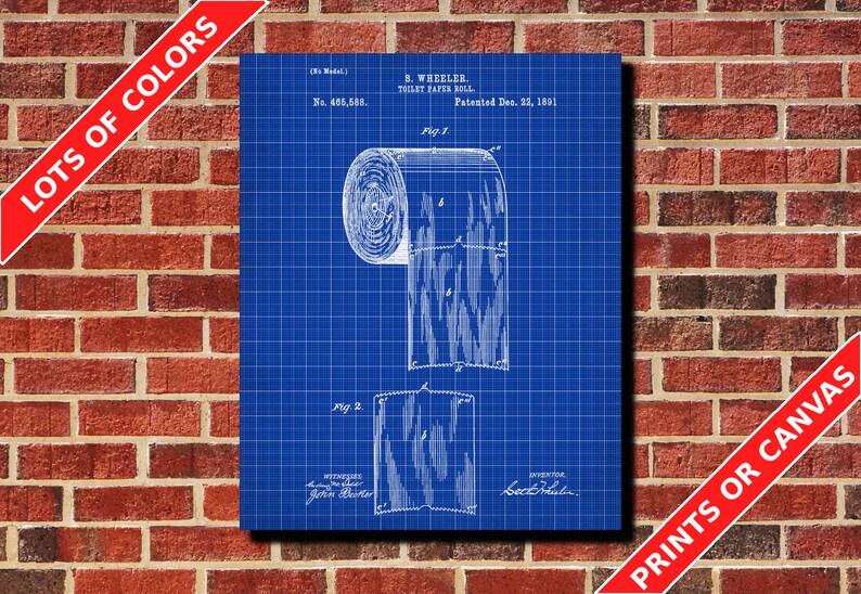 Bathroom Wall Art Poster Toilet Paper Patent Print - Etsy