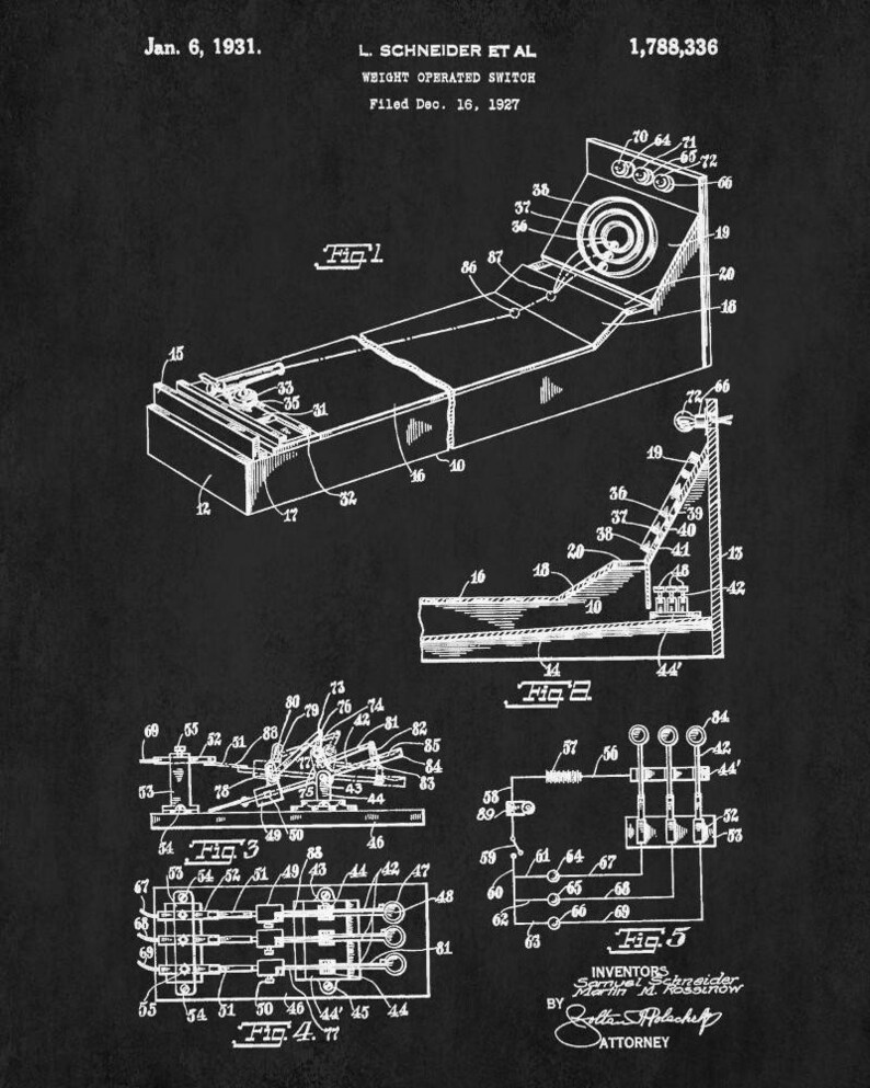 Skee Ball Machine Patent Print Arcade Game Blueprint Games Etsy