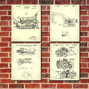 Gold Mining Patent Prints Set 4 Klondike Construction Machinery Posters