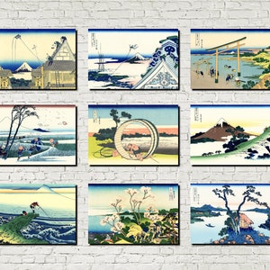 Japanese Art Prints Set 9, Katsushika Hokusai, 36 Views of Mount Fuji, Ukiyo-e