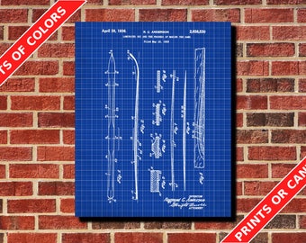 Skis Patent Print Skiing Wall Art Poster