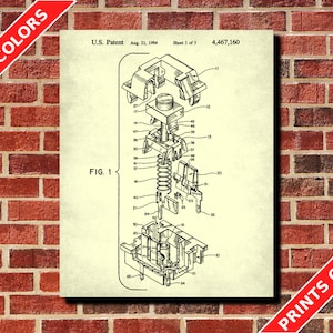 Electrical Push Button Switch Patent Print Electrical Poster Electrician Gift