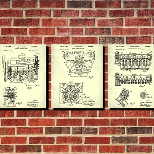 Auto Motor Patent Prints Set 3 Machine Shop Poster