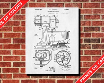 Vintage Food Mixer Patent Print Kitchen Bakery Poster