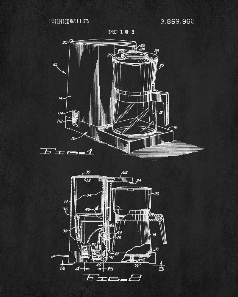 Vintage Coffee Maker Patent Print Kitchen Diner Poster Cafe Etsy